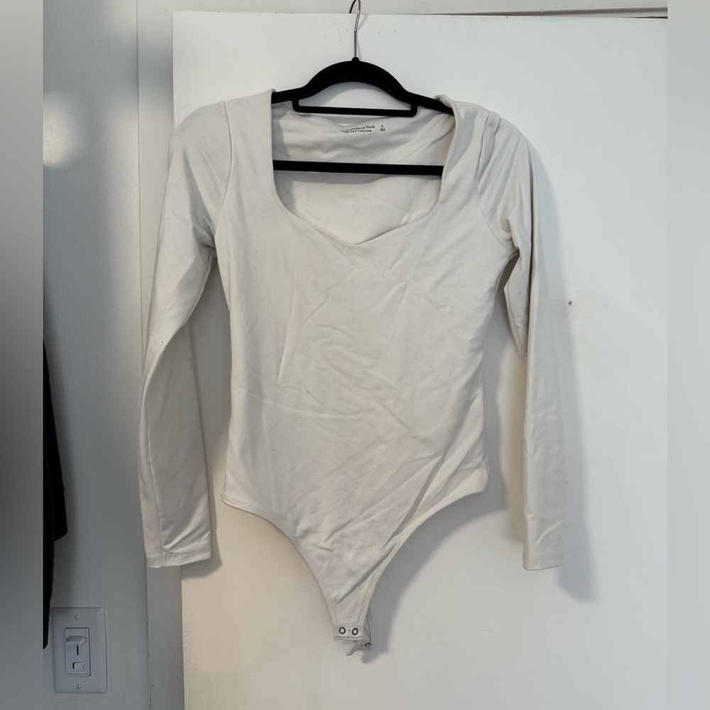 Abercrombie & Fitch Off-White Long Sleeve Bodysuit